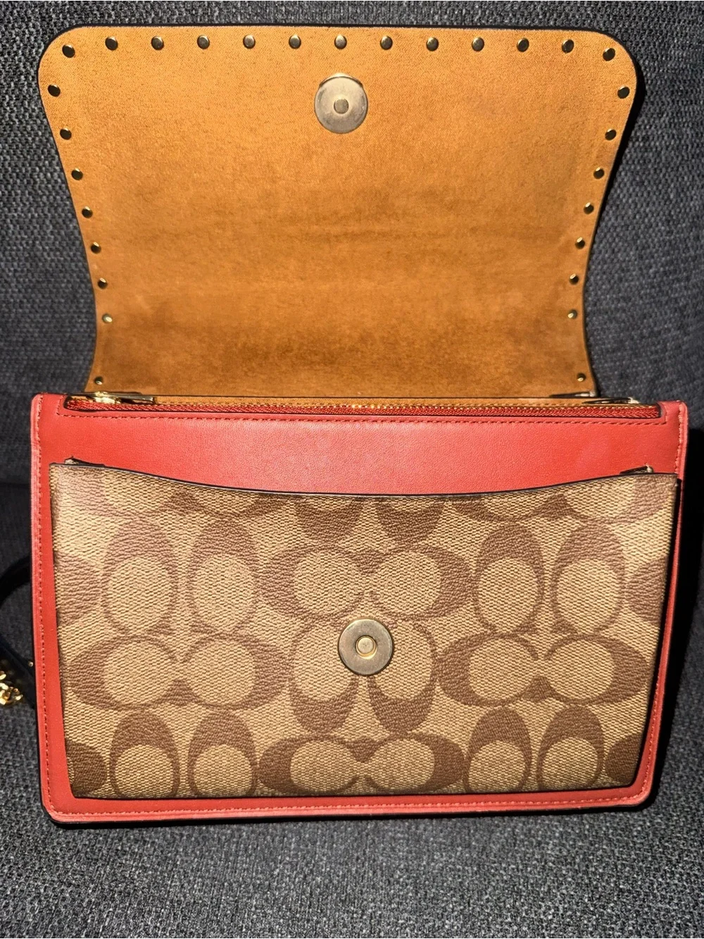 Coach Klare Crossbody Bag in Signature Canvas with Rivets